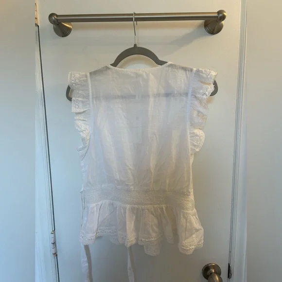 Anthropologie White Ruffled Blouse - Picture 3 of 3